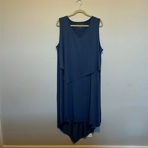 Great dress, hi/lo. Medium blue v neck